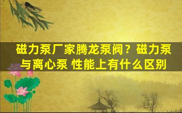 磁力泵厂家腾龙泵阀？磁力泵与离心泵 性能上有什么区别